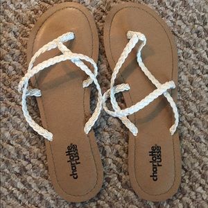 Charlotte Russe White Braided Flip Flops 5.5